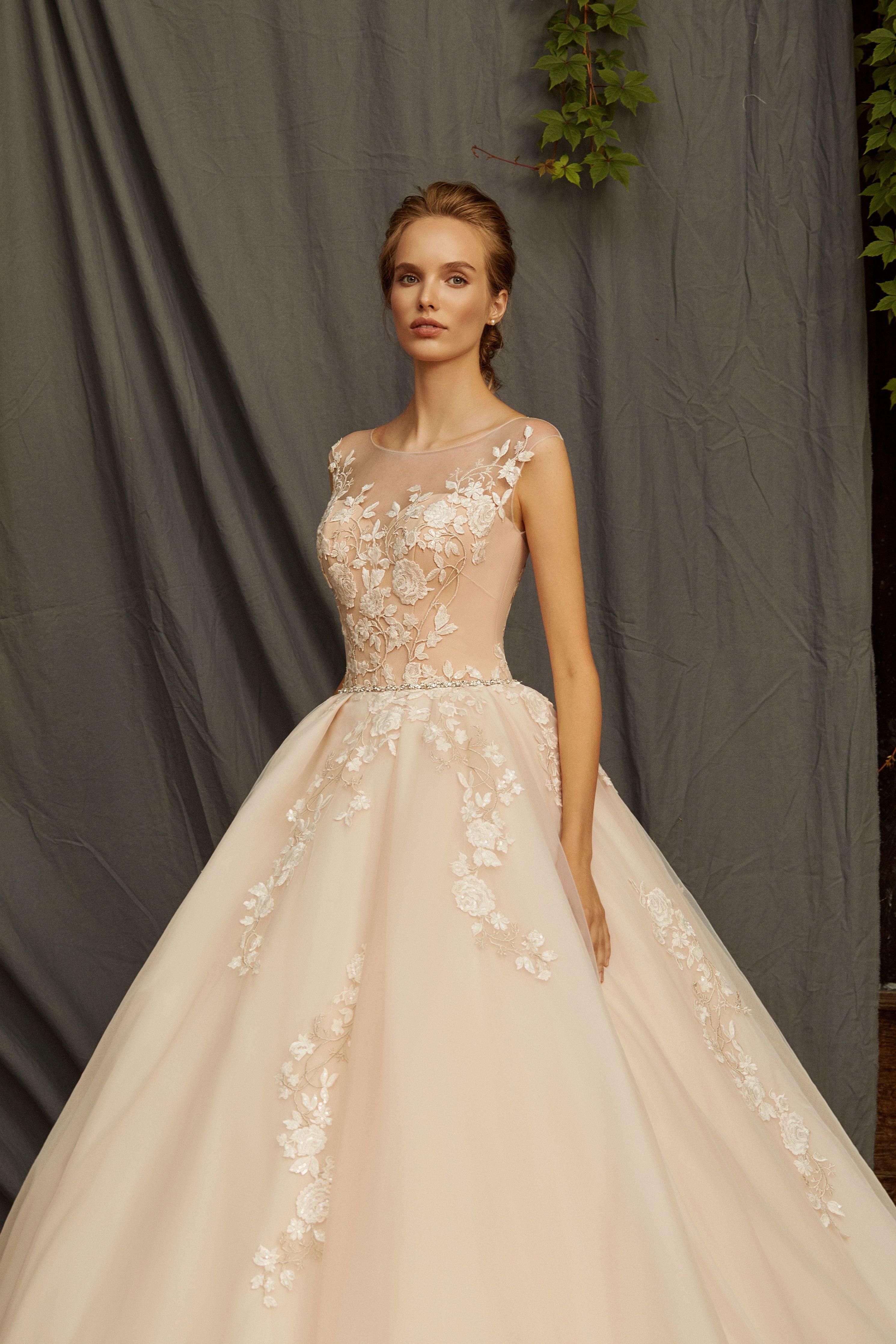 Marta - Ball Gown with Floral Lace Applique