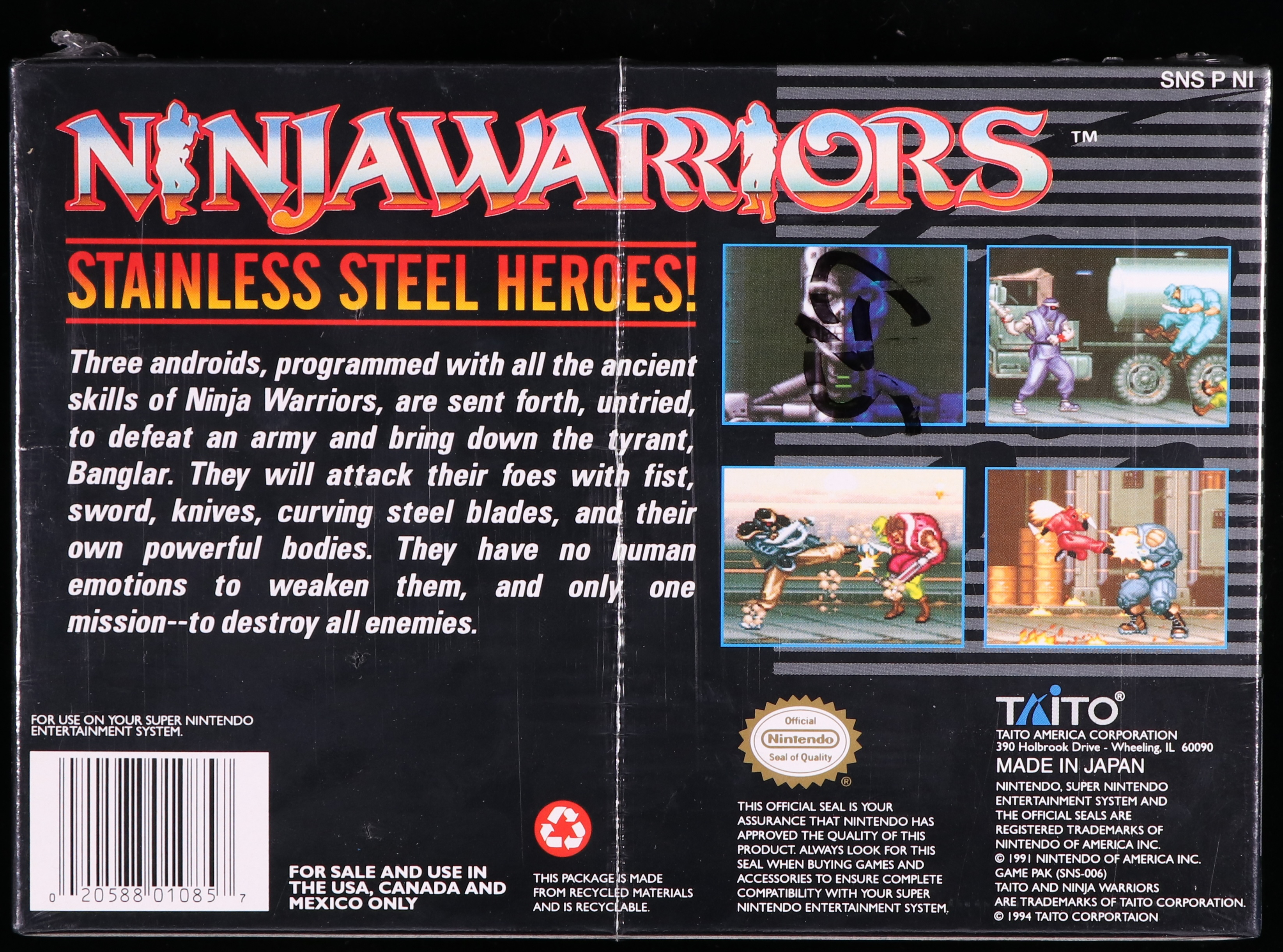 Ninja Warriors SNES 9.8 A+ - NEBRASKA COLLECTION