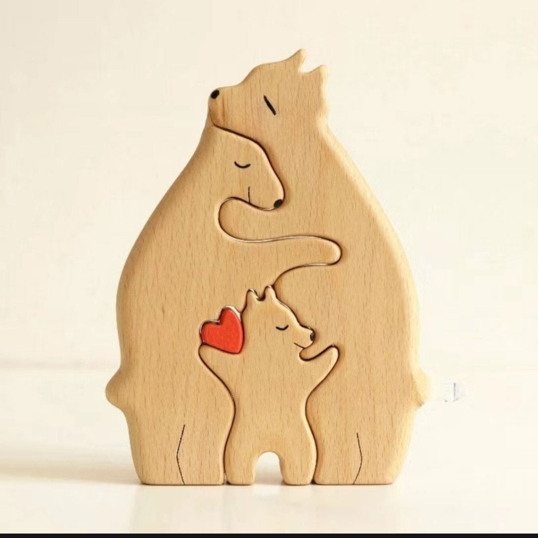 Wooden Puzzle Mother Father Baby Bear Set Wooden Ornaments
