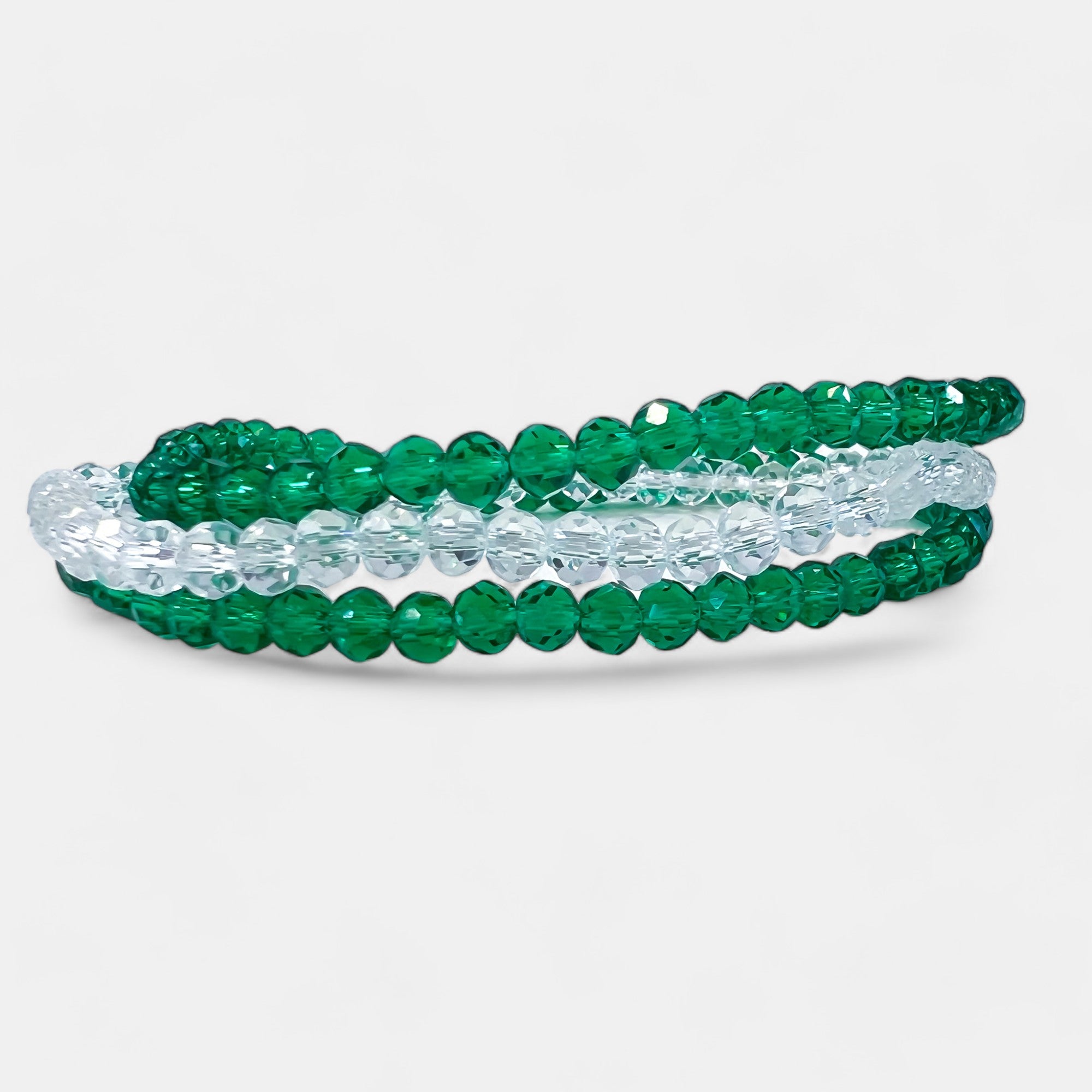 Green Faceted Beaded Stretch Bracelets