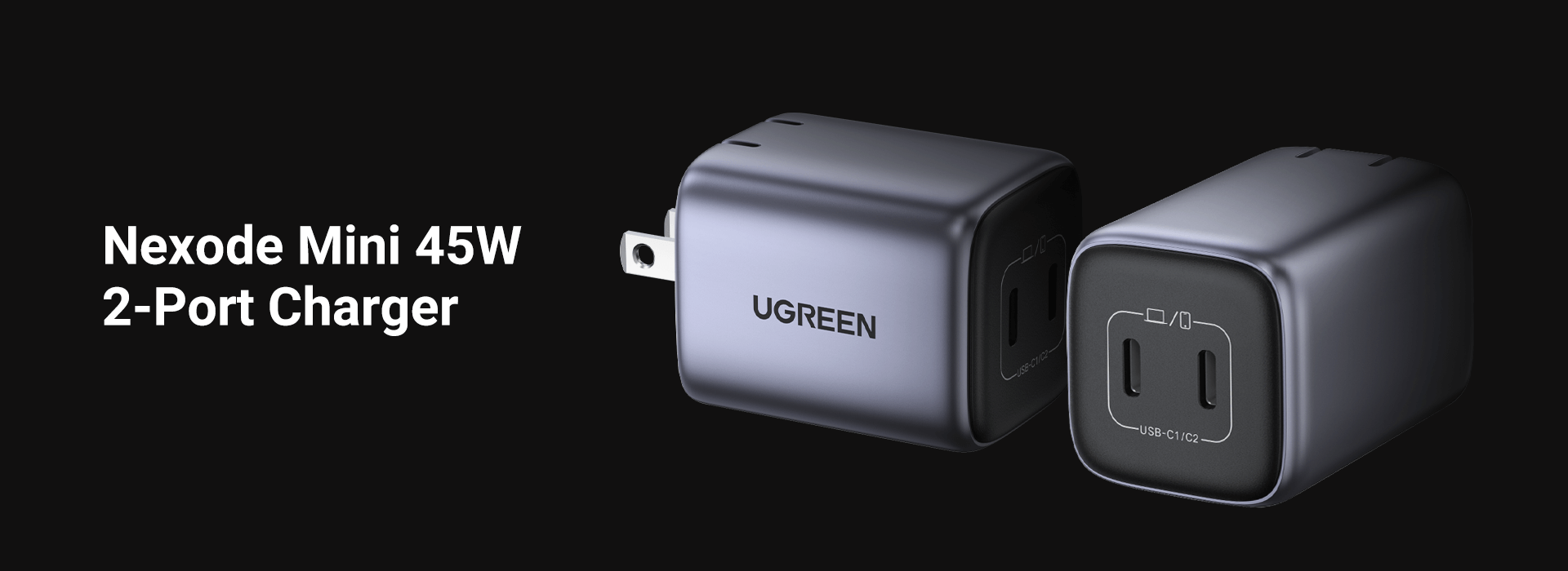 Ugreen Nexode Mini 45W Dual USB C Charger GaN PDFast Charging Foldable  Charger