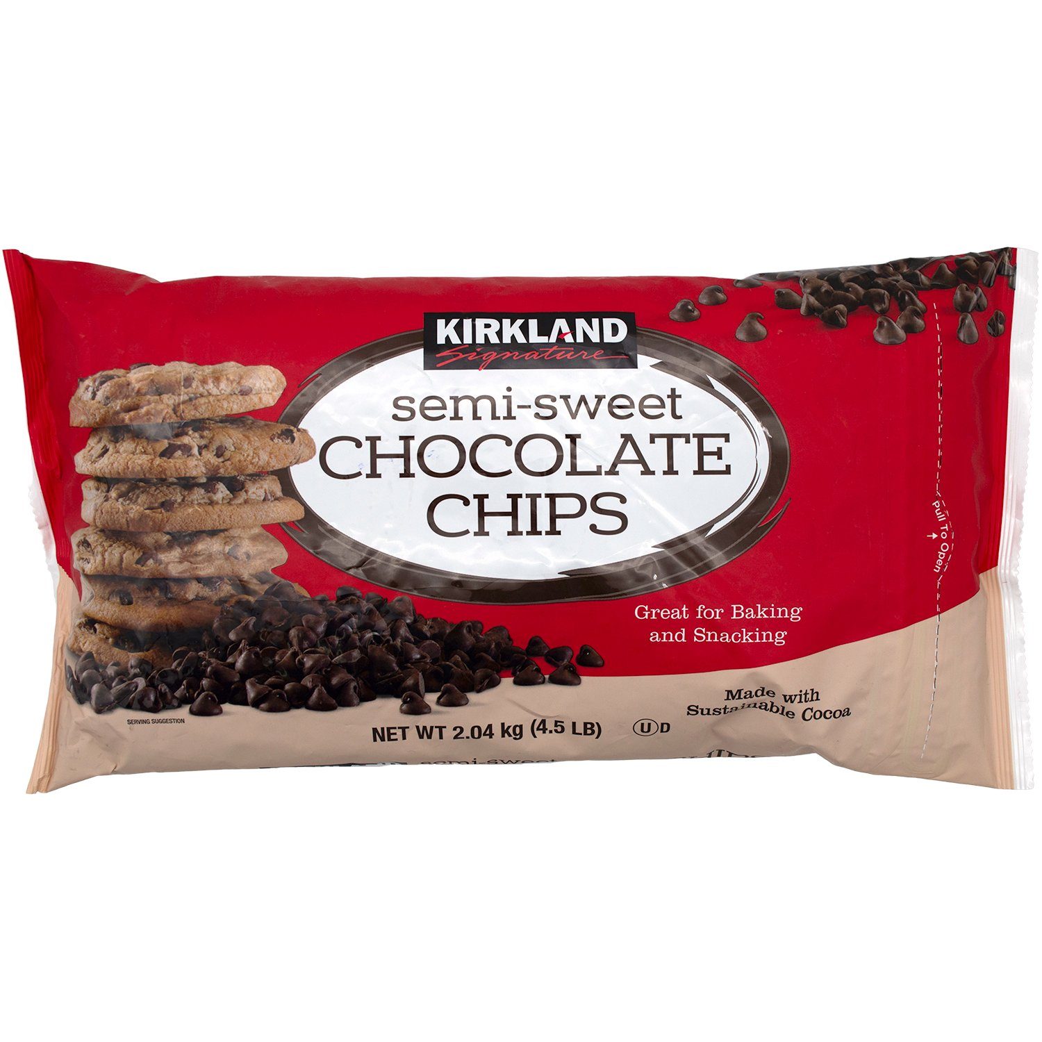Kirkland Signature Semi-Sweet Chocolate Chips, 4.5 Pound