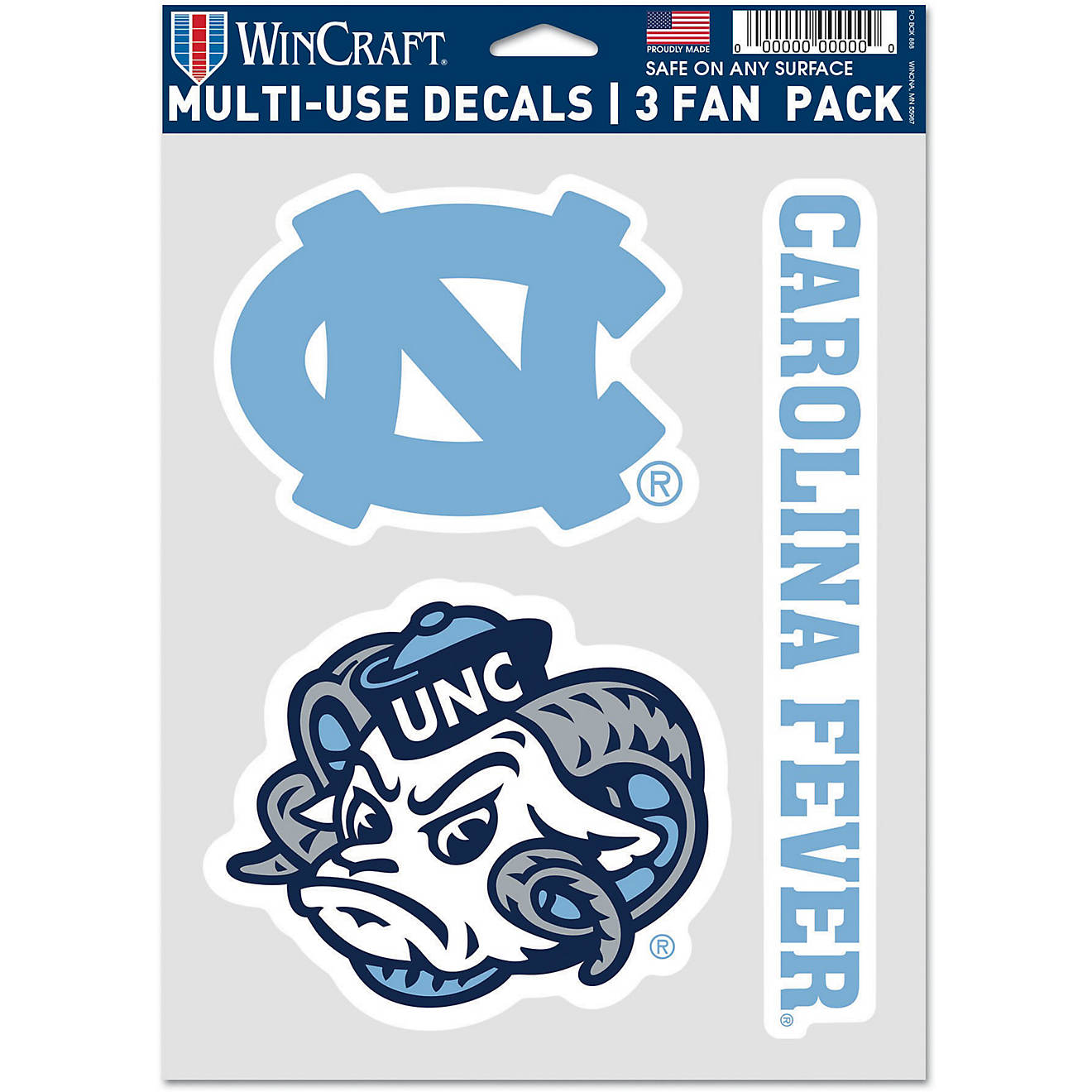 North Carolina Tarheels Multi-Use 3 Fan-Pack Decal