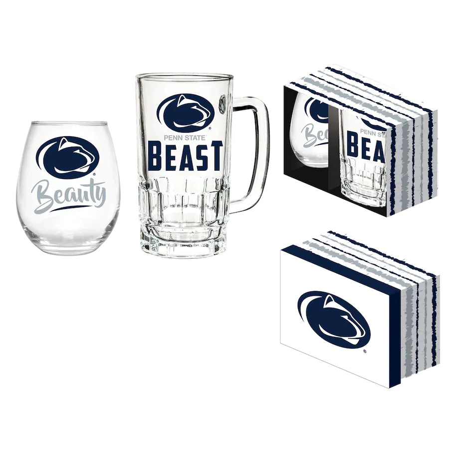 Penn State 17oz Stemless Wine Glass & 16oz Beer Mug Gift Set