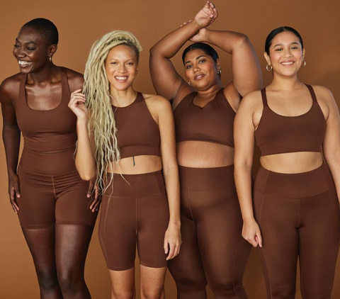 brown color yoga wear suits various skin tones
