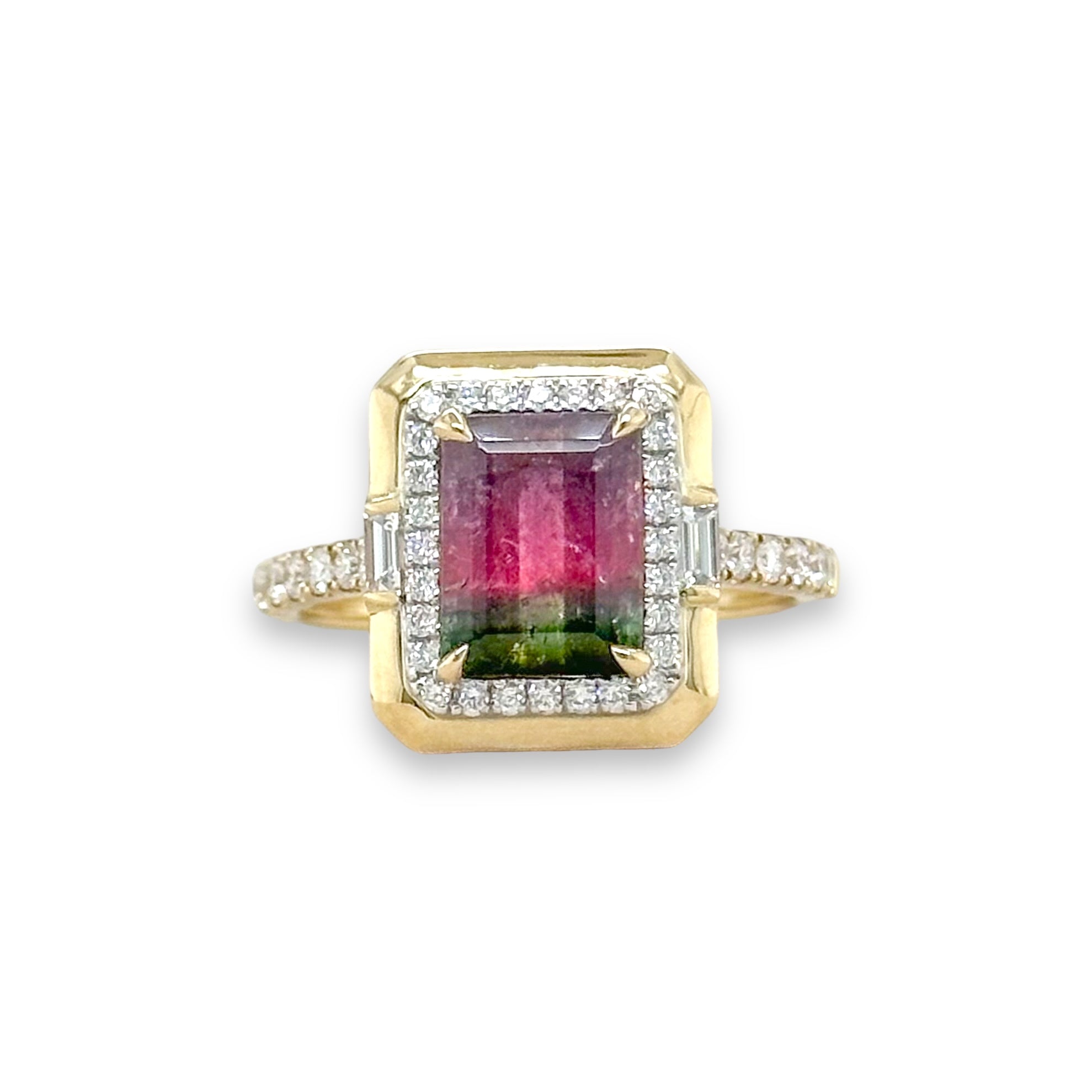 14K Y Gold 0.34ctw Diamonds and 2.22ct Tourmaline Ring