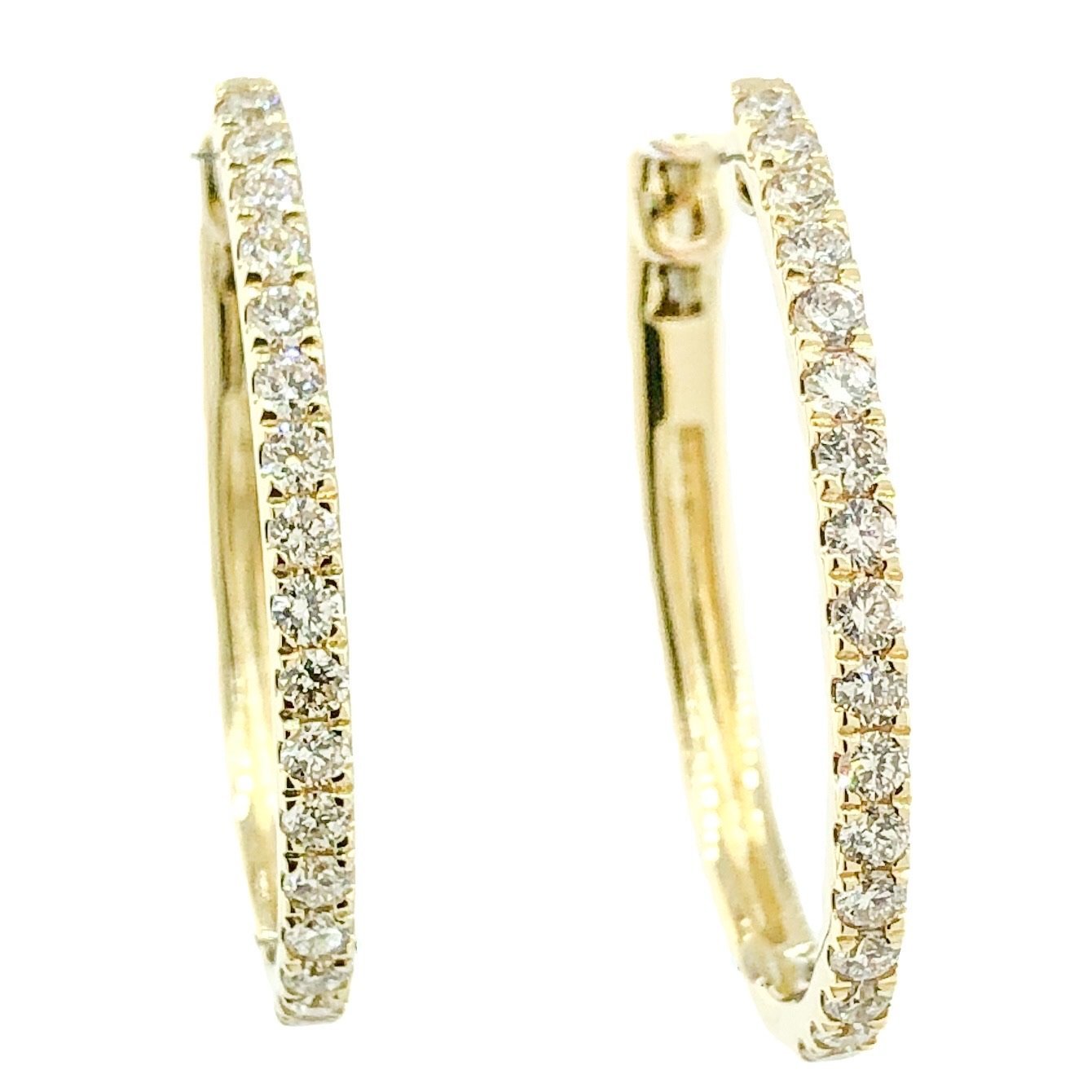 14K Y Gold 0.50ctw SI1/H-I Diamond Oval Hoops