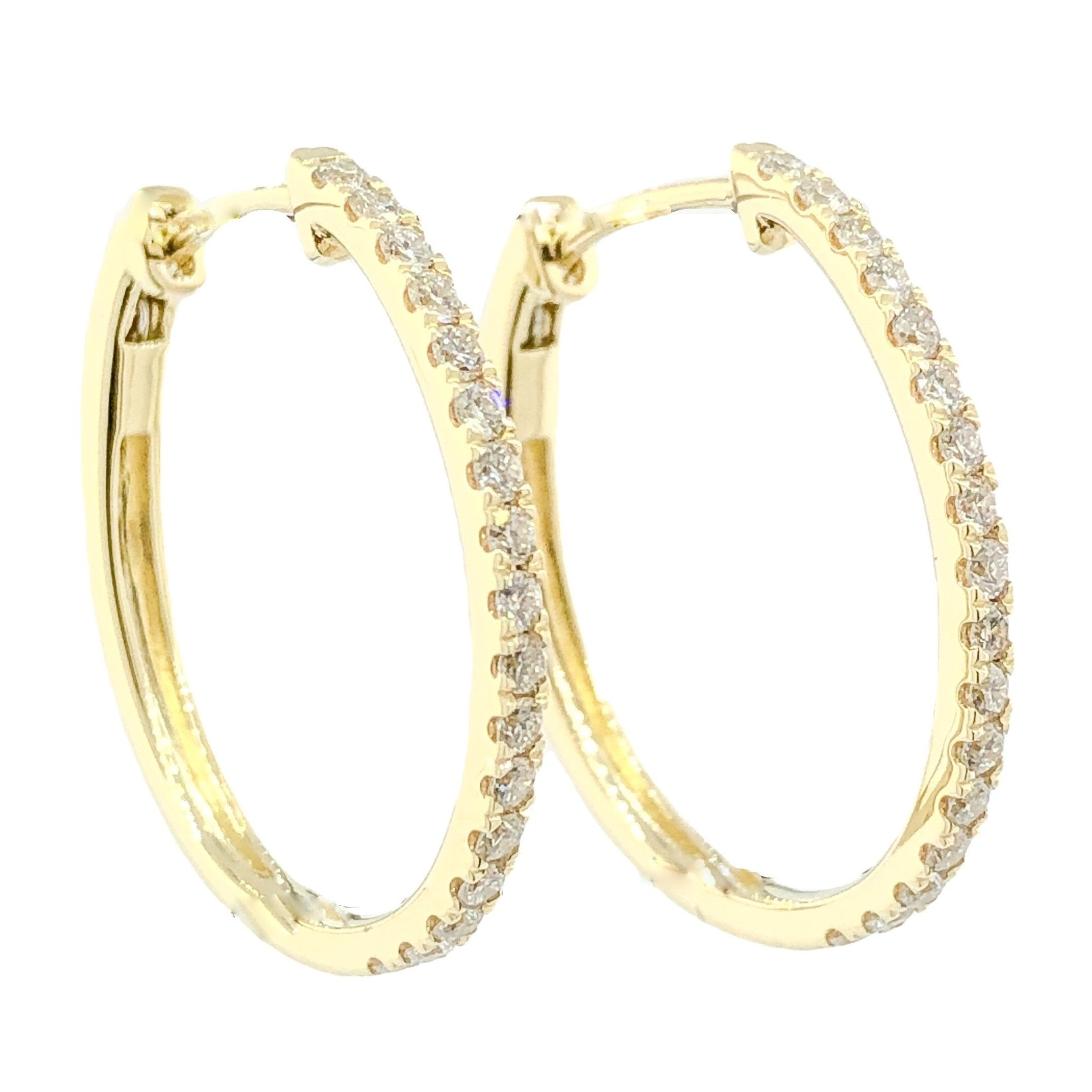 14K Y Gold 0.50ctw SI1/H-I Diamond Oval Hoops