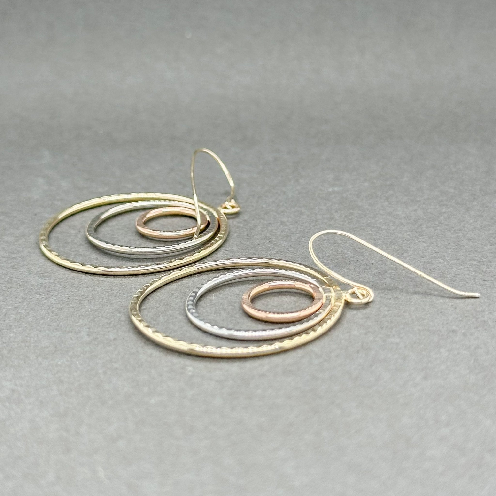 Estate 14K Tricolor Gold D/C Circle Earrings