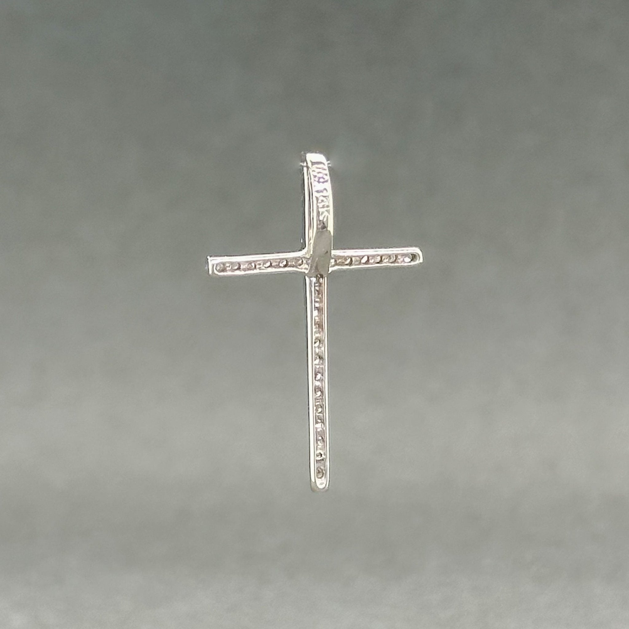 Estate 14K W Gold 0.08ctw H/SI2-I1 Diamond Cross Pendant