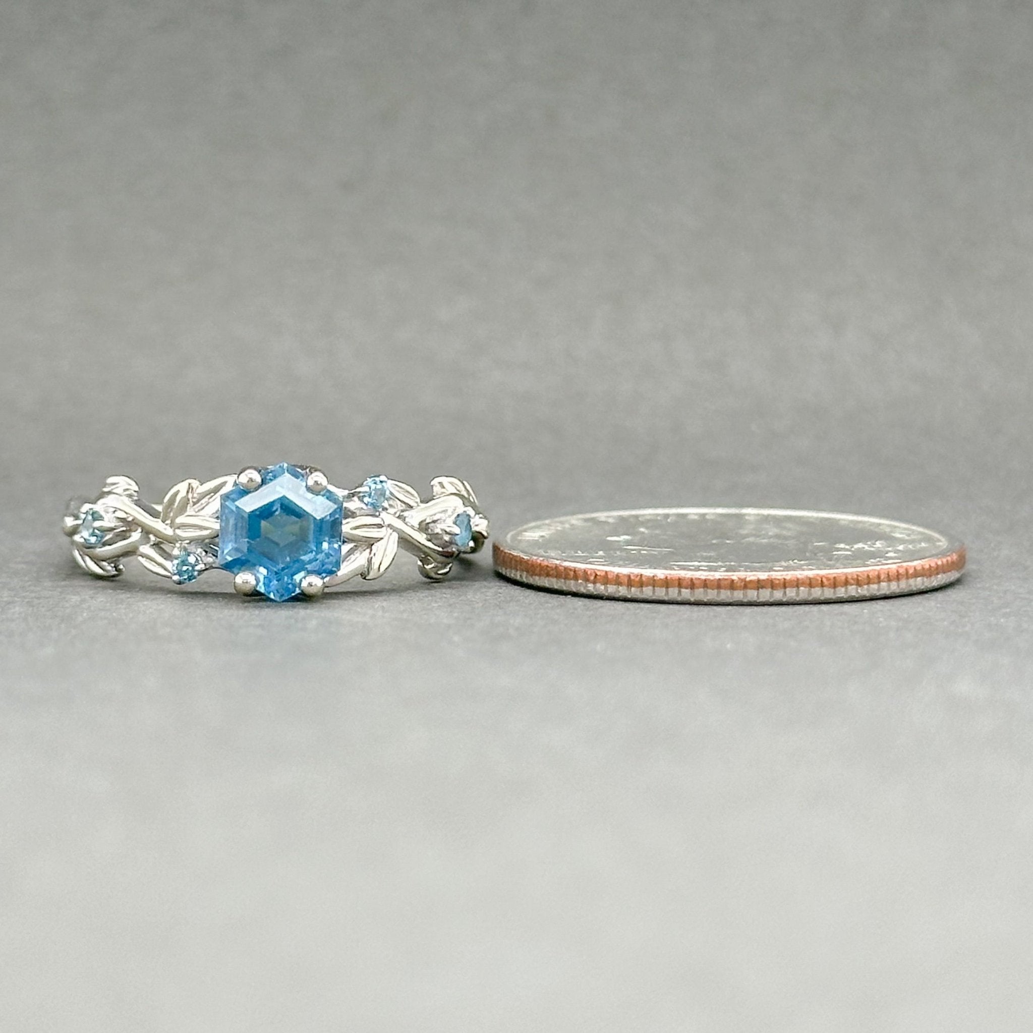 Estate 14K W Gold 0.34ctw Blue Topaz Ring