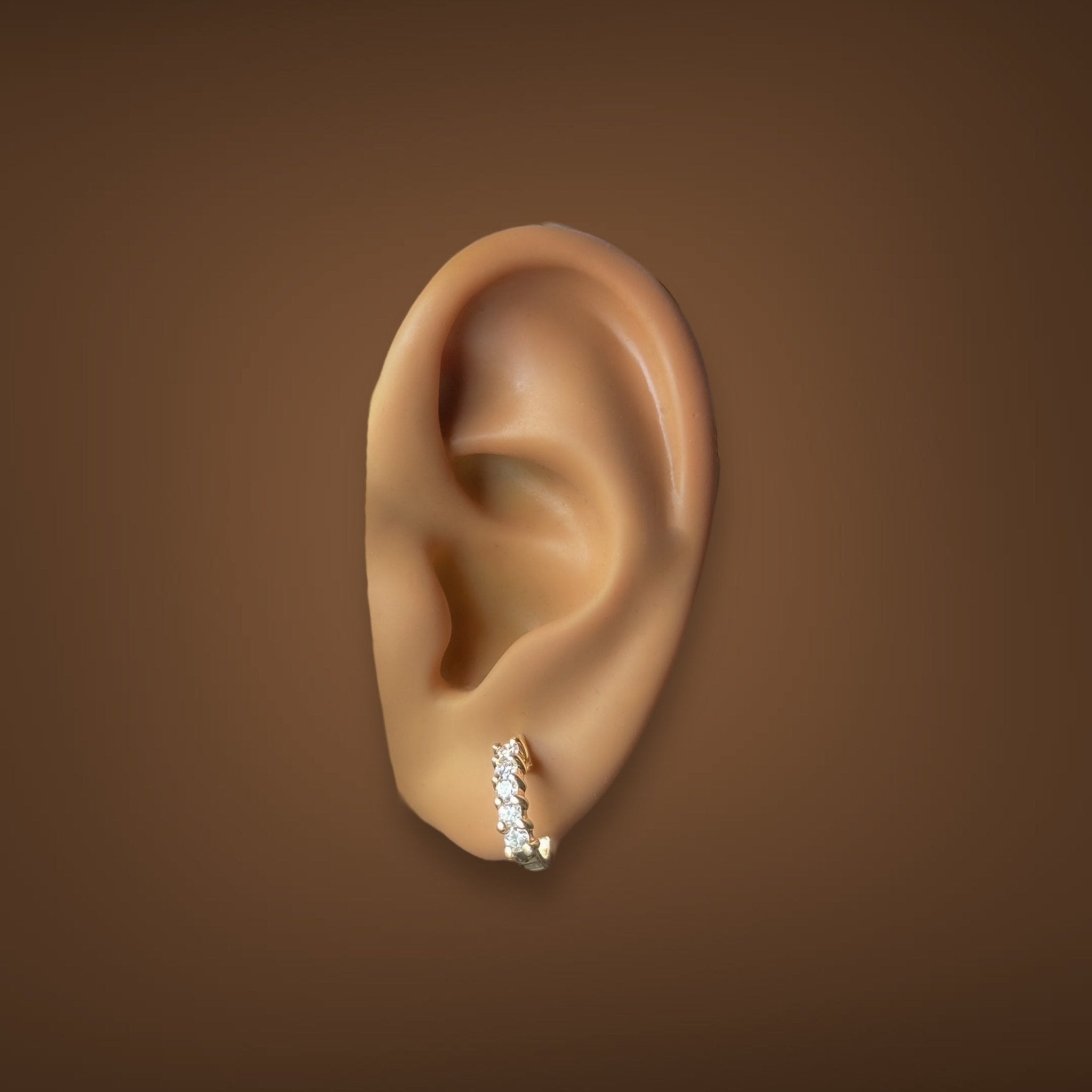 Estate 14K Y Gold 0.29ctw H-I/SI1-2 Diamond J Hoop Earrings