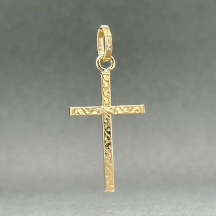 Estate 18K Y Gold 38.10mm Textured Cross Pendant