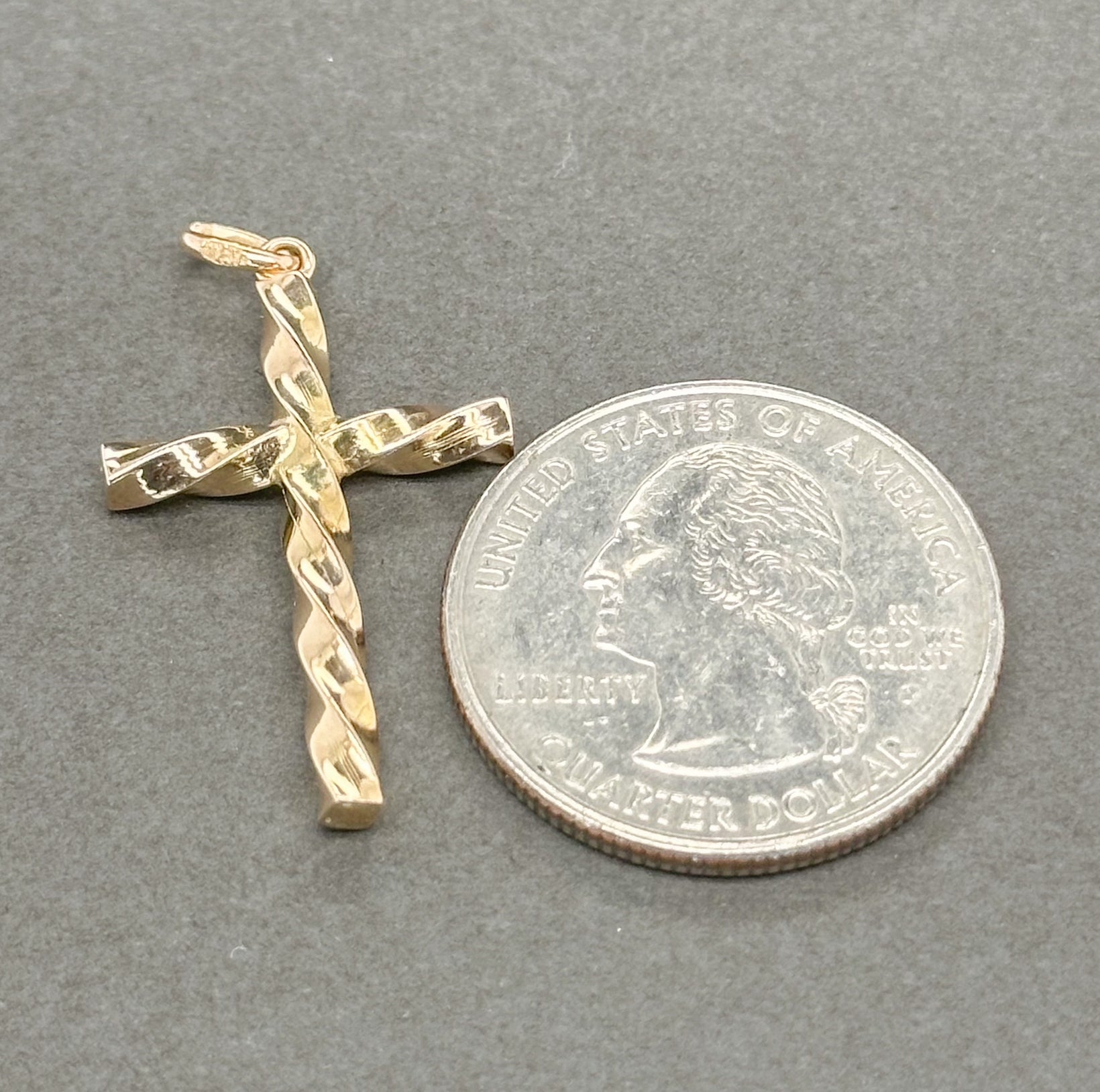 Estate 18K Y Gold Hollow Twisted Cross Pendant