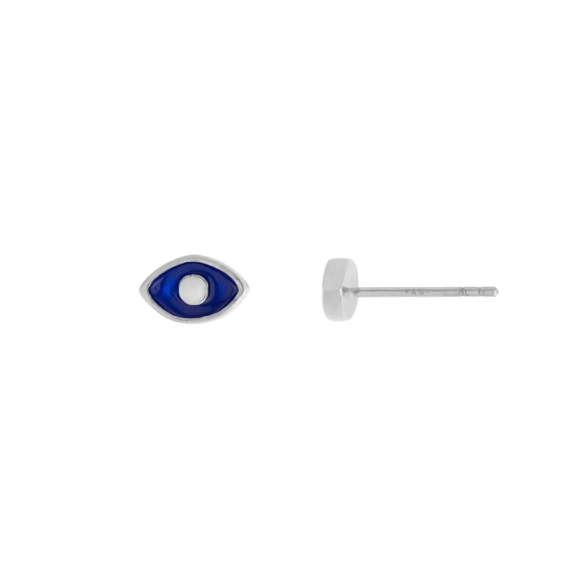 SS Blue Enamel Guardian Eye Earrings