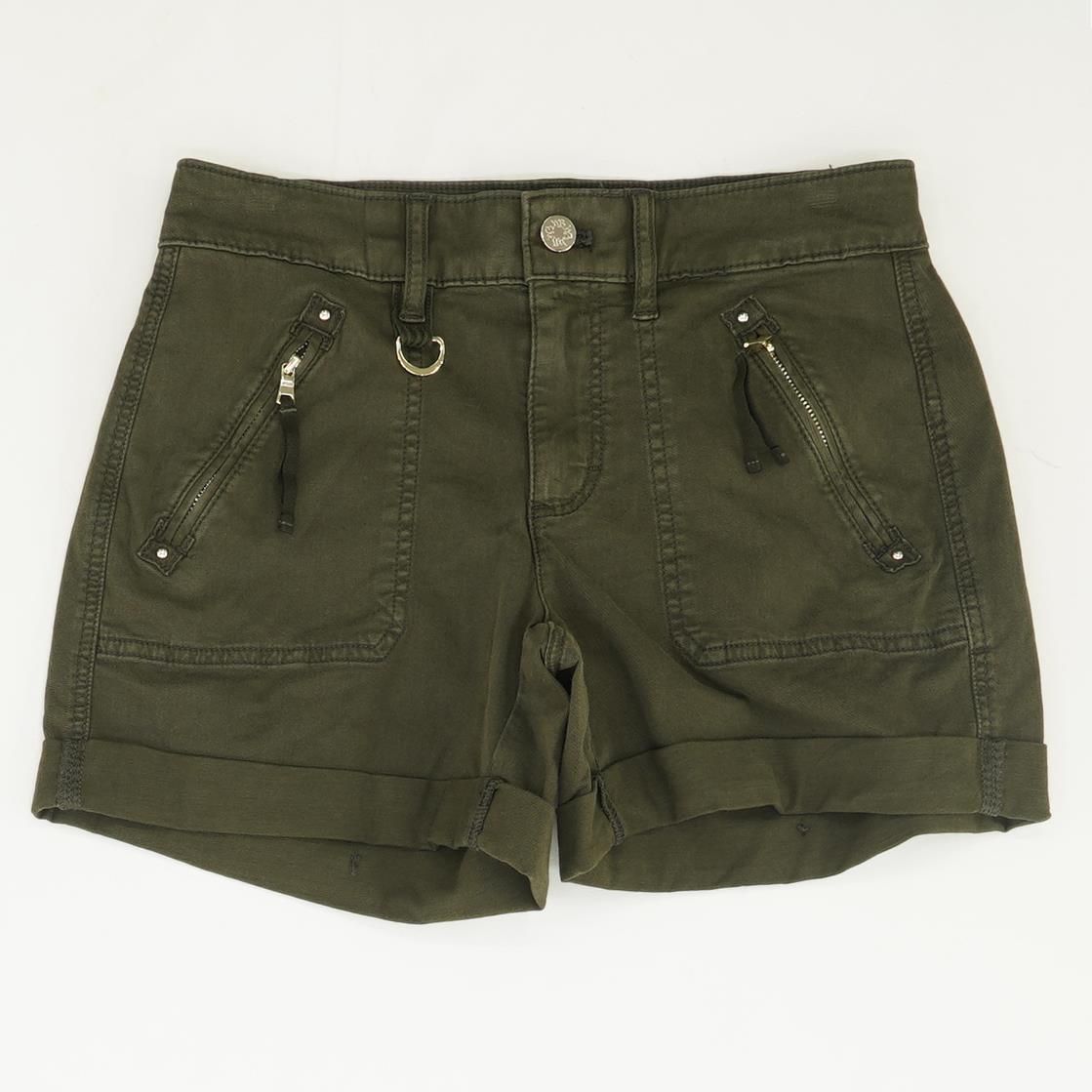 Green Solid Khaki Shorts