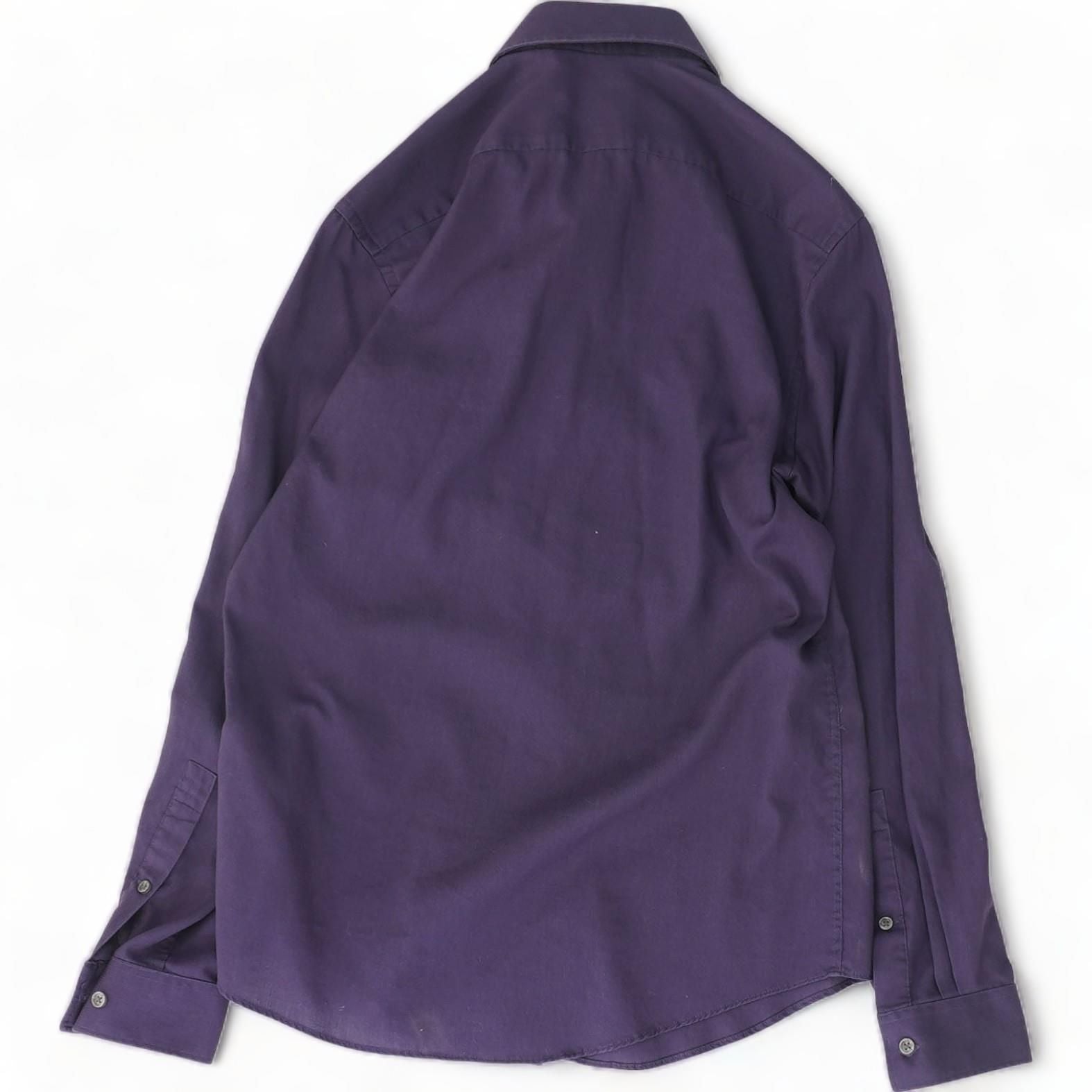 Purple Solid Long Sleeve Button Down