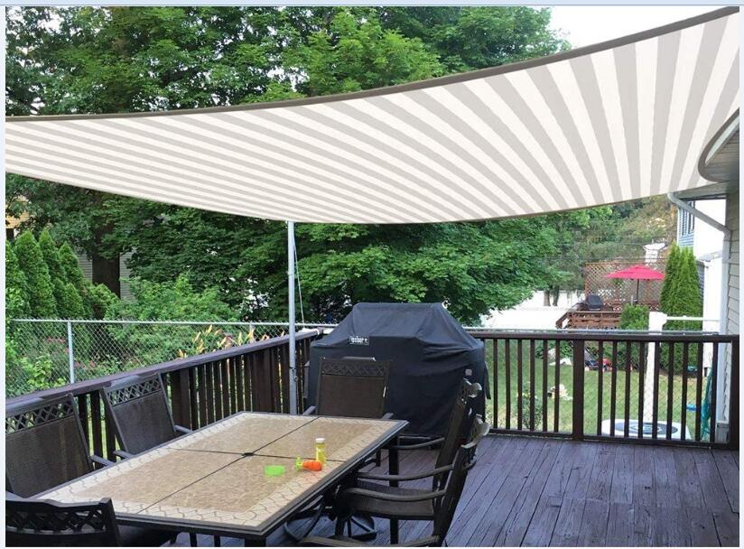 Quictent white & gray colored-stripe sun shade sail