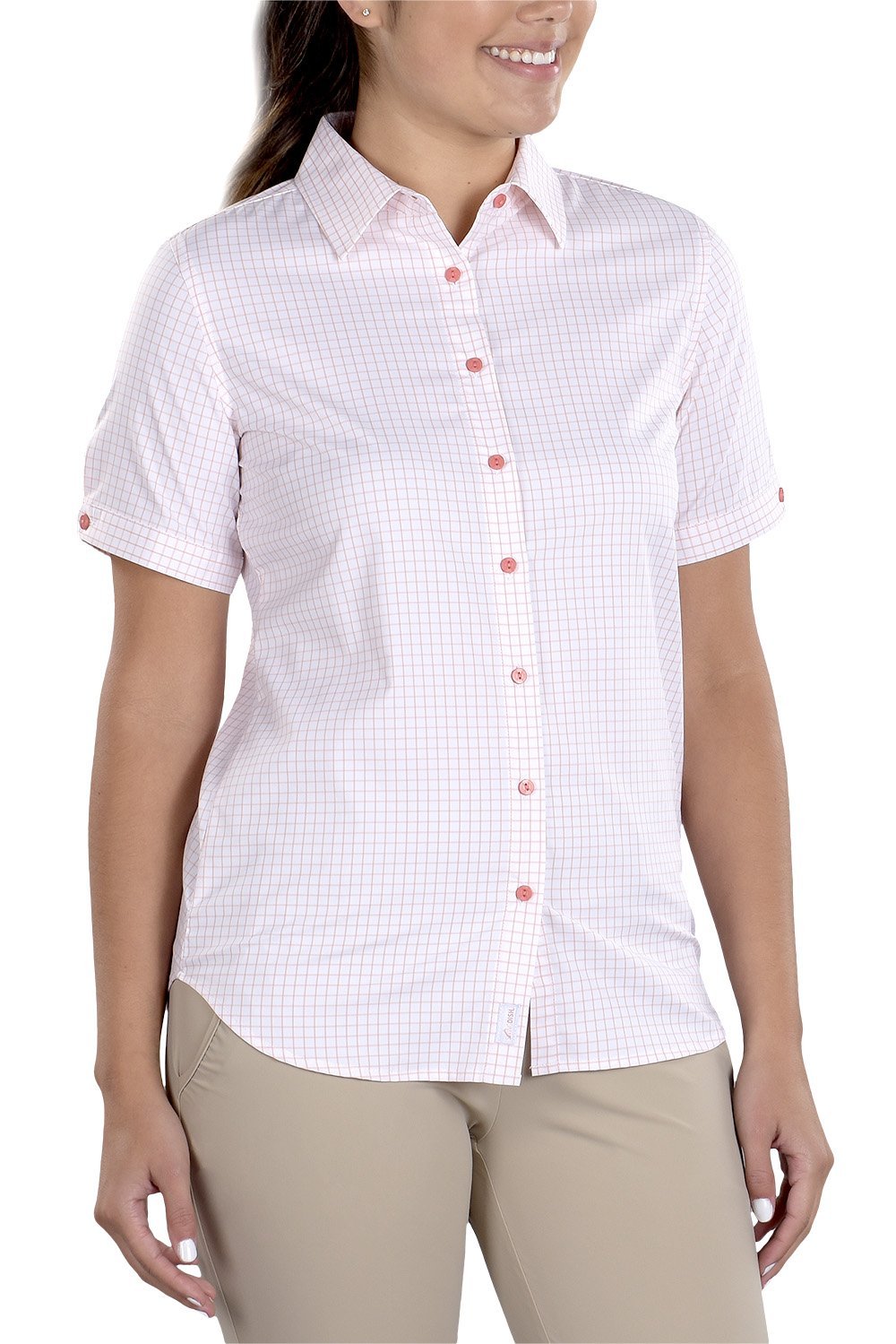 Caitlyn Dusty Pink Stretch Button Up Short Sleeve