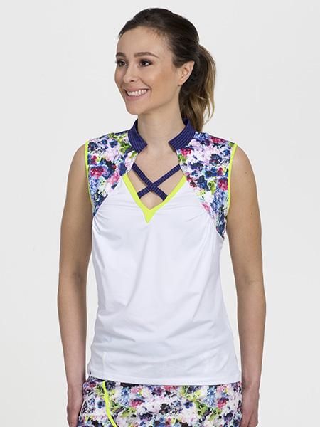 Front Strap Sleeveless White/Floral - FINAL SALE
