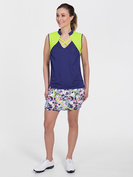 Neon Front Strap Sleeveless Polo Purple - FINAL SALE