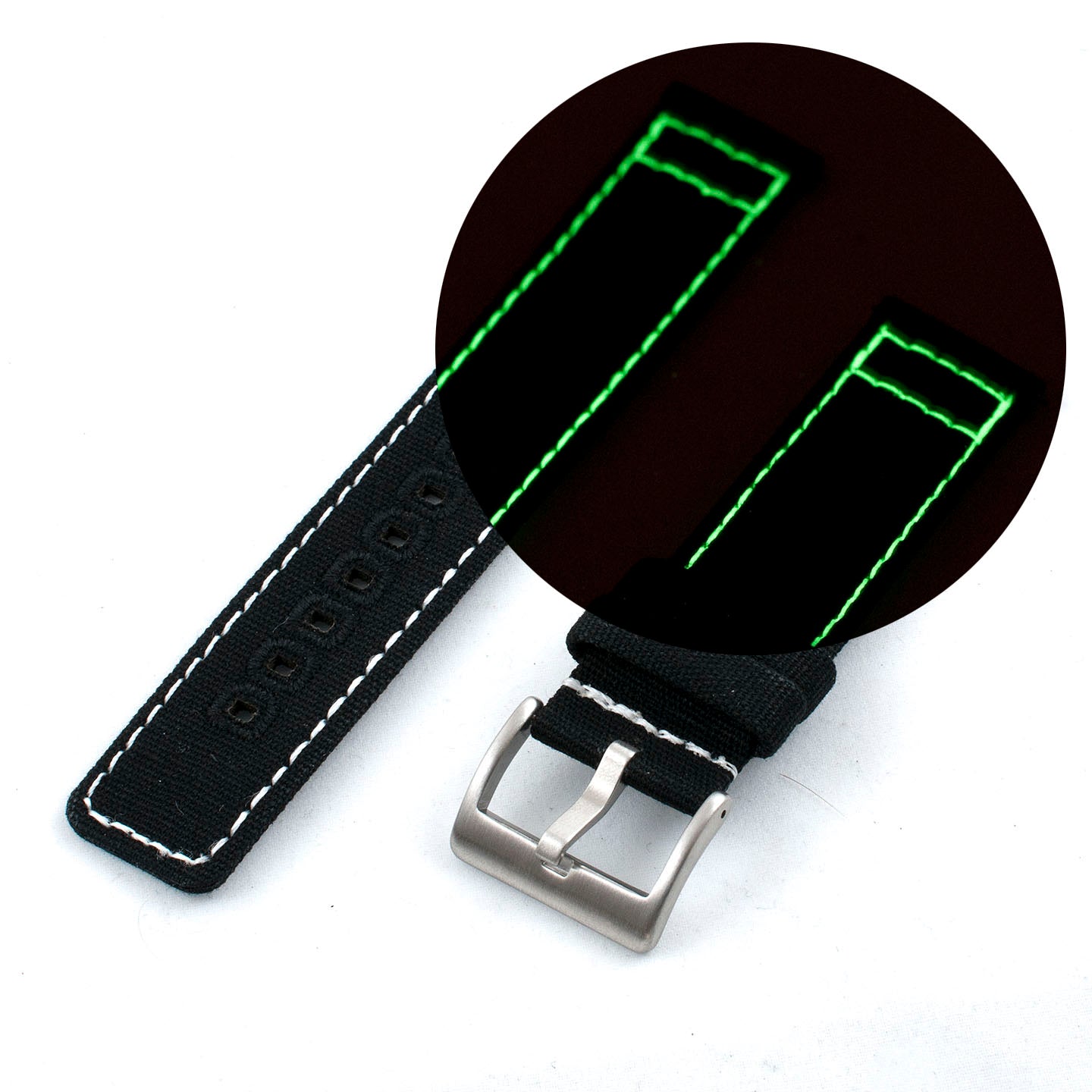 Luminous Stitching Canvas Watch Straps - Source: StrapHabit