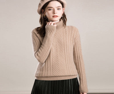 a woman in cashmere sweater