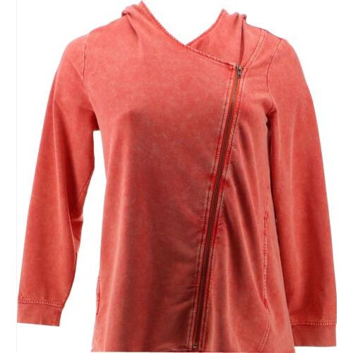 DG2 by Diane Gilman DG Downtime Zip-Front Hooded Jacket (Faded Red, XS)