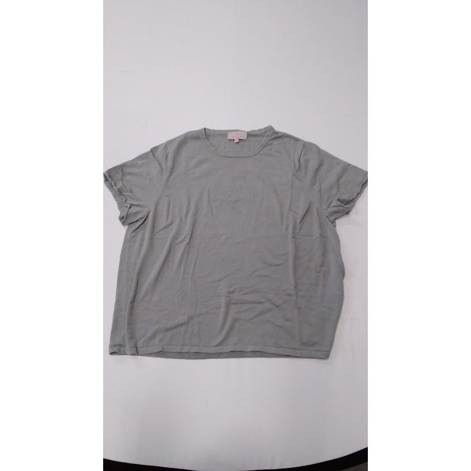 Laurie Felt Scallop Sweater Tee (Light Grey, Size 3X) A499884