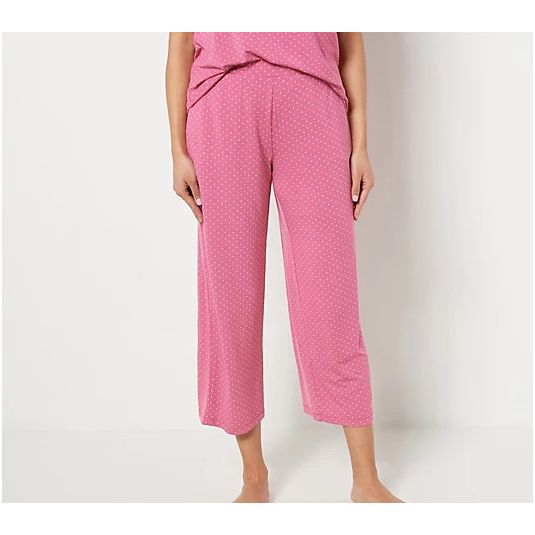 Susan Graver Lifestyle Spa Knit Cropped Pants (Ripe Watermelon, XL) A487774
