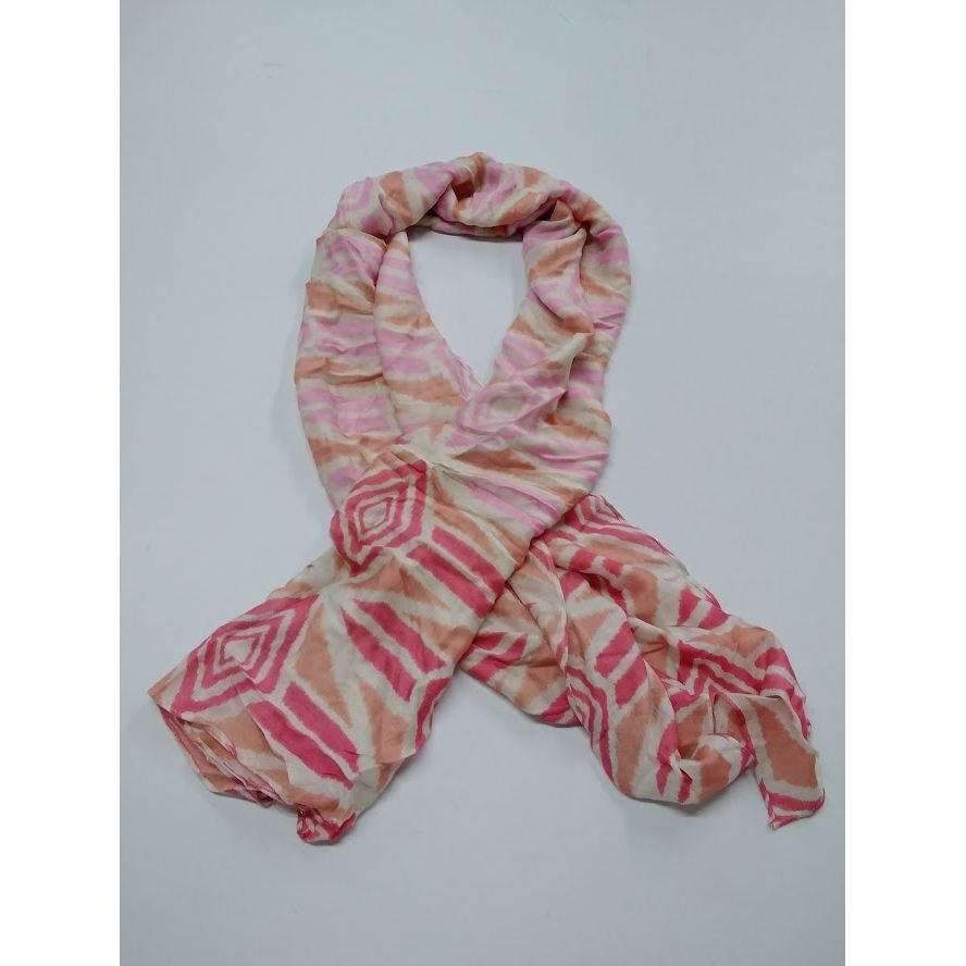 Isaac Mizrahi Live! True Denim Patchwork Scarf w/ Mini Tassels (Pink,OS) A470268