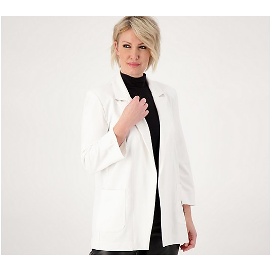 Attitudes by Renee Ponte Open Front Girlfriend Blazer (White, X-Large) A573590