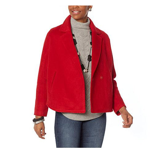 WynneLayers Double-Faced Melton Coat with Seaming Detail (Red, Large) 770826