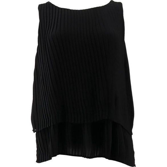 DG2 Diane Gilman Pleated Easy Tank (BLACK, XS) 731709