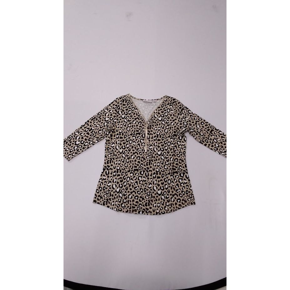 Belle by Kim Gravel TripleLuxe Signature Zip Printed Top (Leopard, XXS) A375863