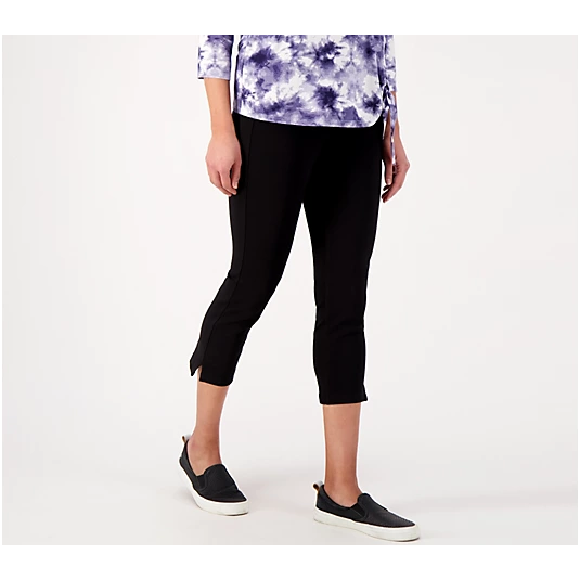 Belle by Kim Gravel Ponte Side Vent Cropped Legging (Black, 22WT) A594943