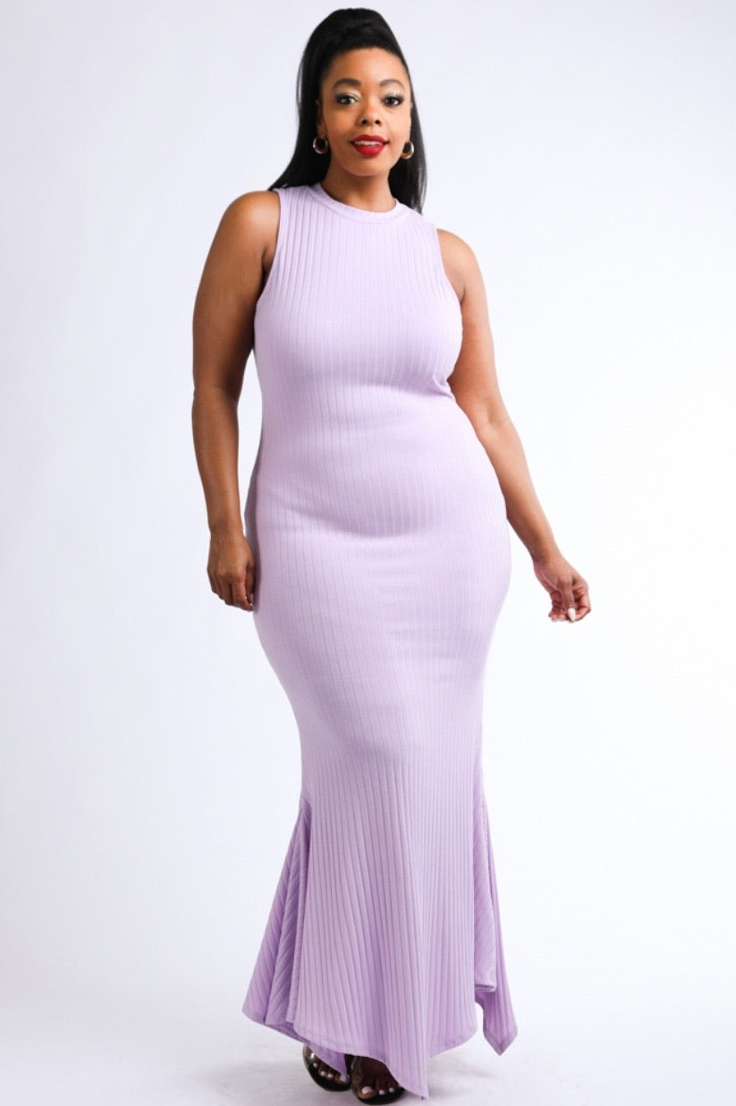 Ribbed shark bite hem tank maxi dress summer2020