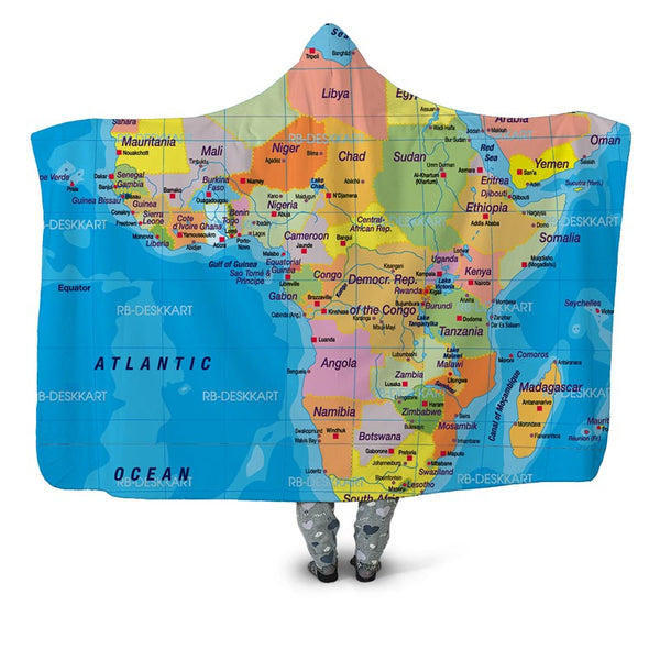 Map of The World Hooded Blanket