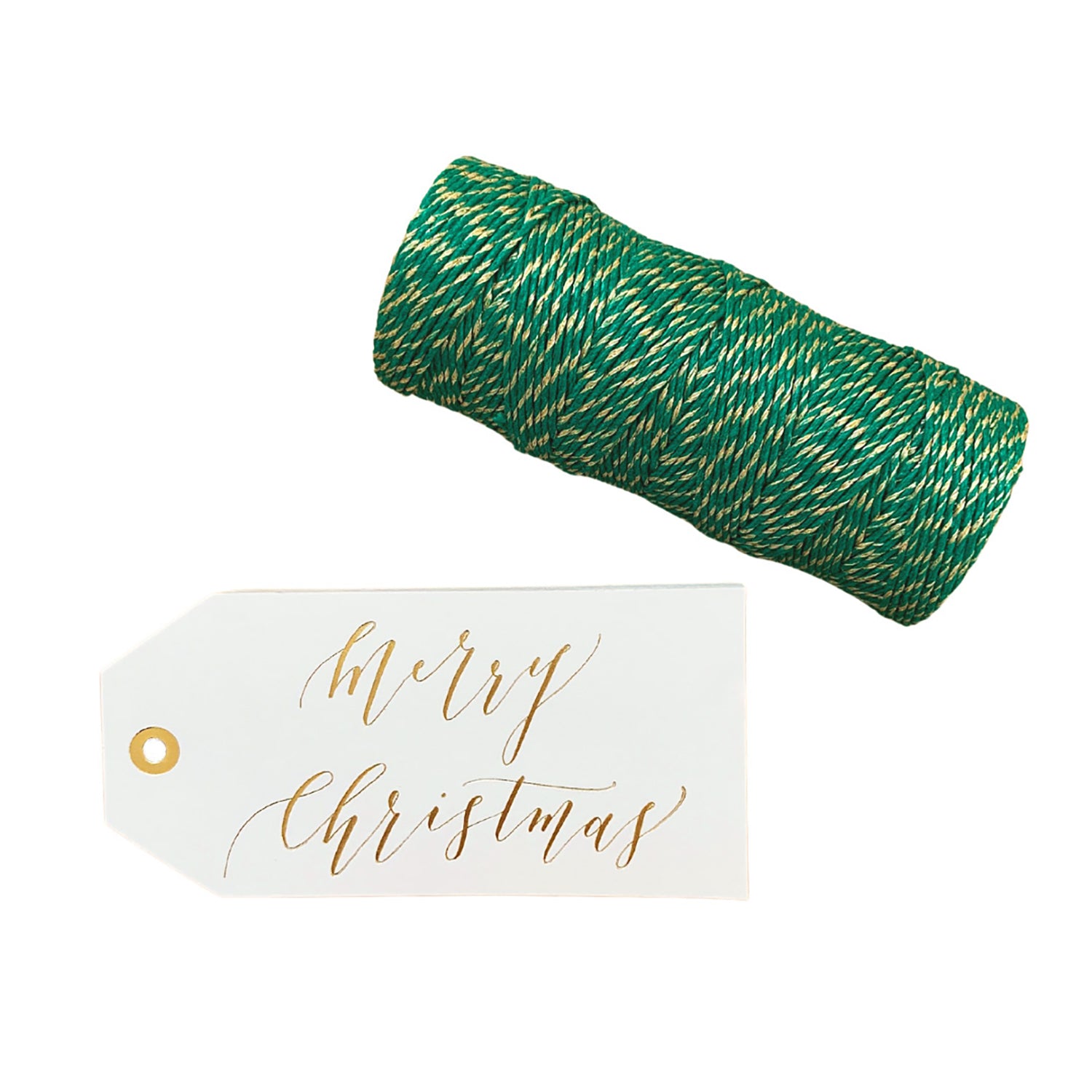 Merry Christmas Hang Tags and Twine Set - Silver