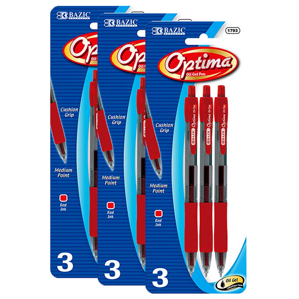 Pens Optima Oil-Gel Ink Retractable Pen w/Grip | 3 Ct