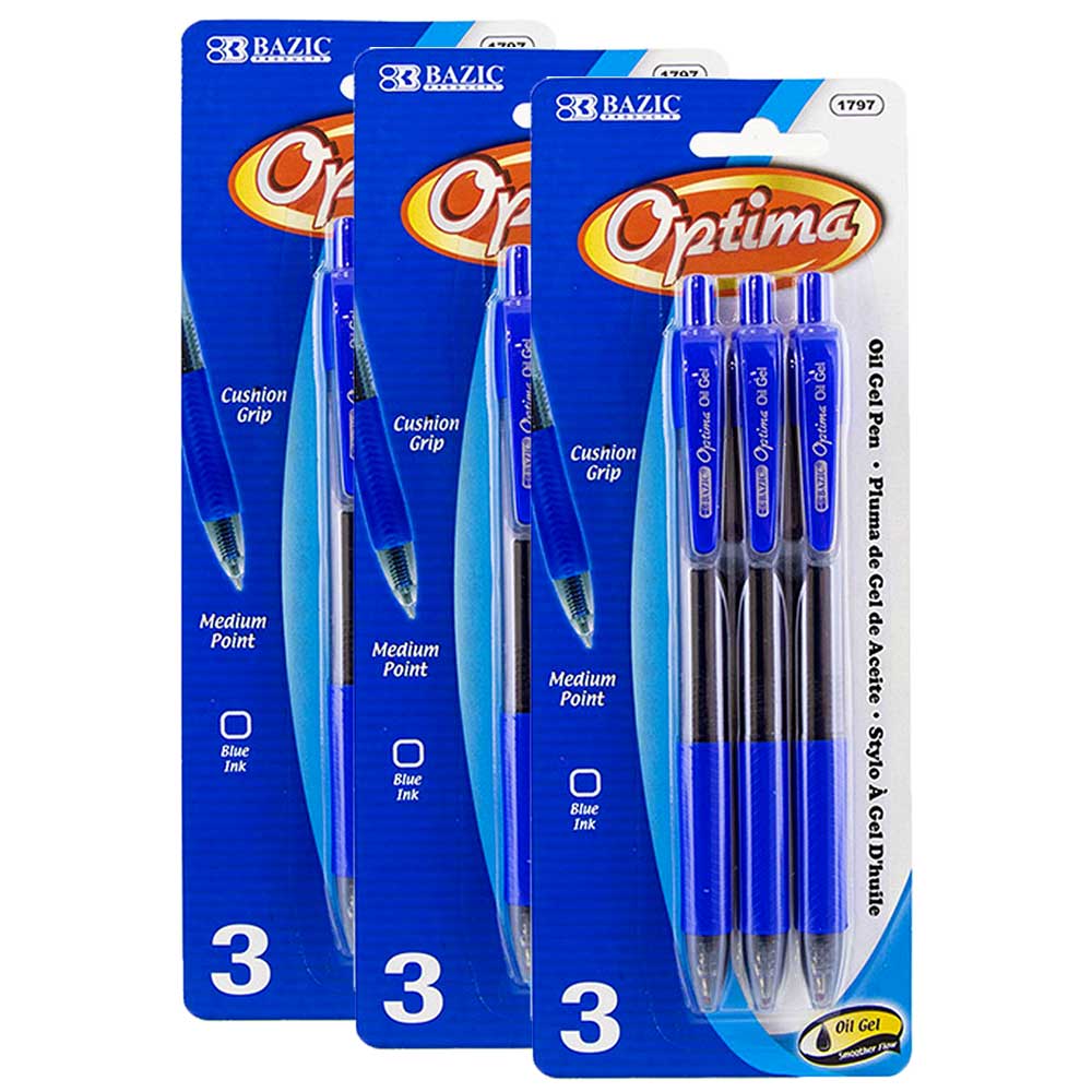 Pens Optima Oil-Gel Ink Retractable Pen w/Grip | 3 Ct