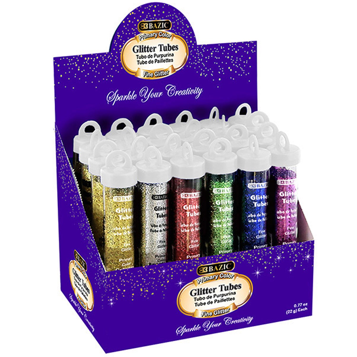 Primary Color Glitter Tubes, Washable Sparkle Non-toxic | 22g/0.77oz