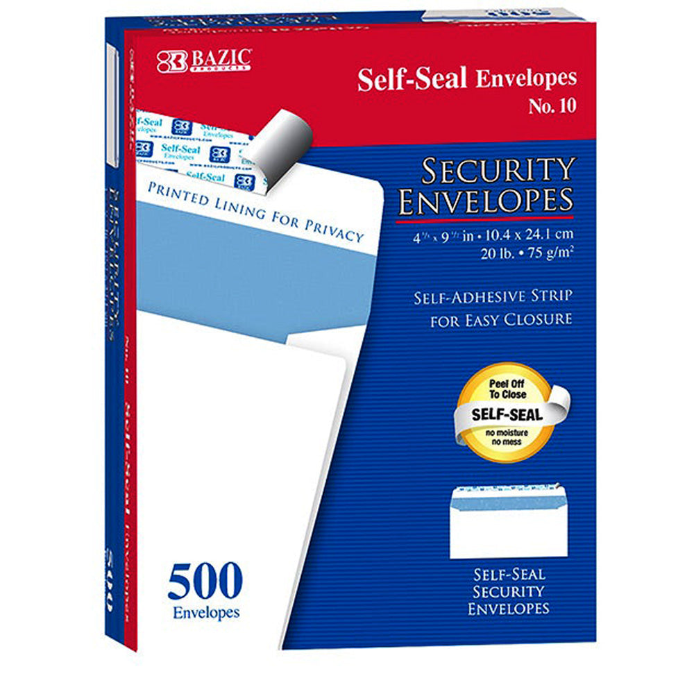 Envelopes #10 Self-Seal SECURITY White 4 1/8