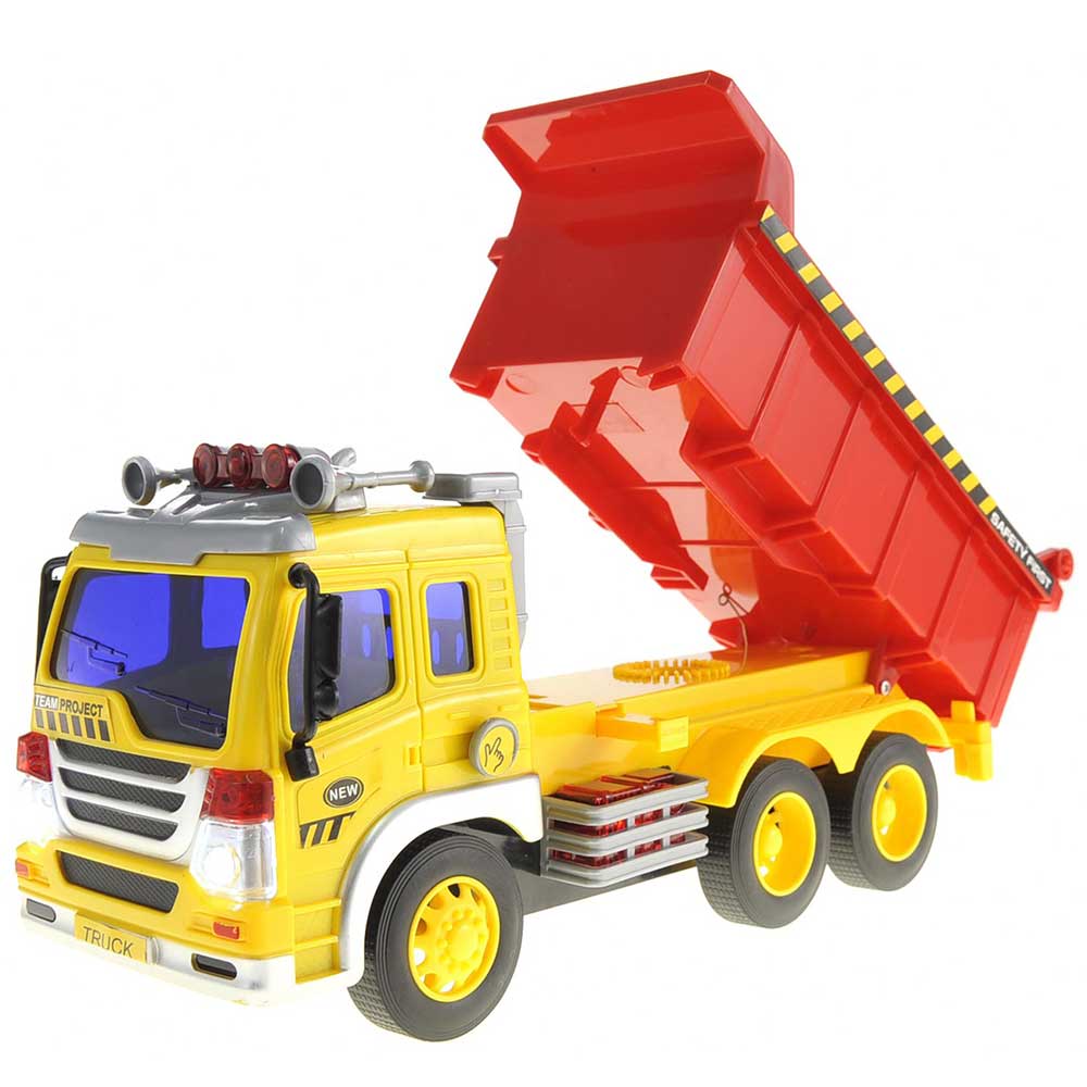 Friction Powered Dump Truck Toy With Lights And Sound