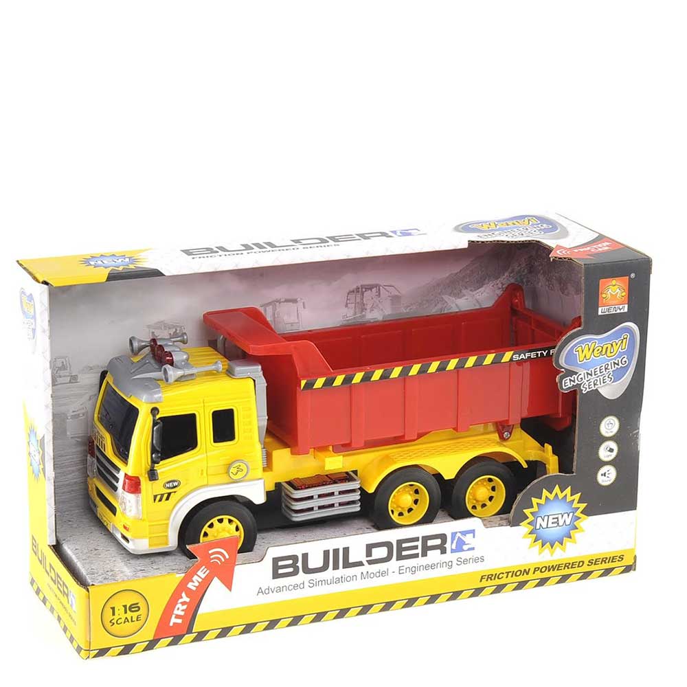 Friction Powered Dump Truck Toy With Lights And Sound