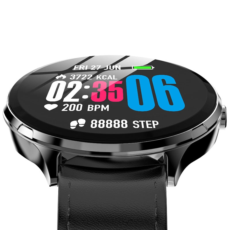 Kospet V12W  Heart Rate / Blood Oxygen Monitoring / Breathing Light / Tempered Glass Leather Smart Watch