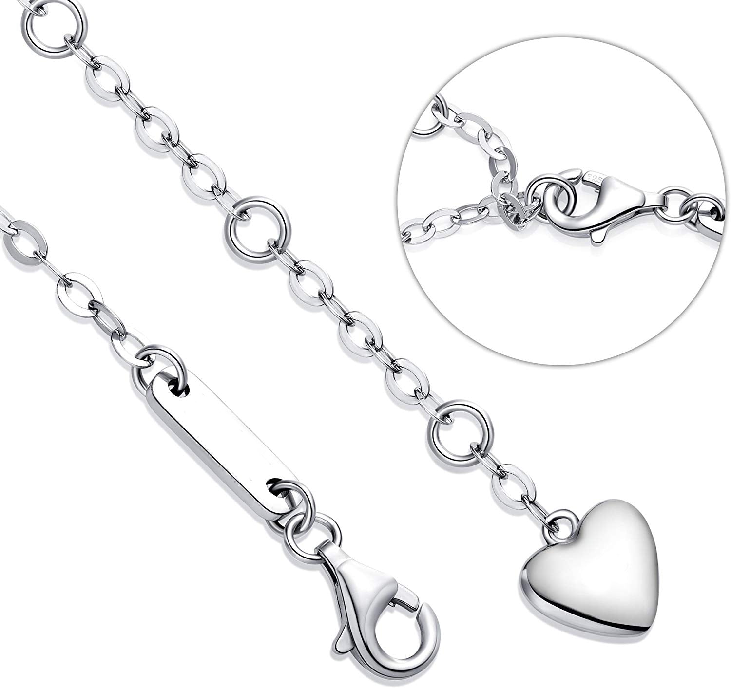 White Swarovski Elements Infinite Pendant Chain Bracelet in 14K White Gold Plating