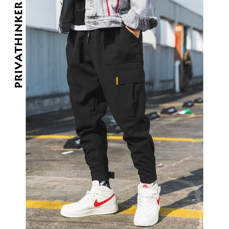 Privathinker Men Black Joggers Pants Summer 2019 Mens Big Pockets Ankel Cargo Pants Male Spring Streetwear Overalls Sweatpants