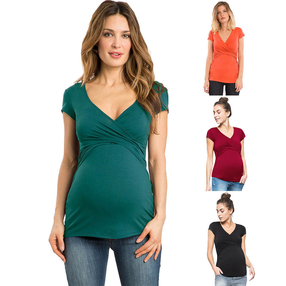 Maternity clothes t shirt Women Solid Blouse