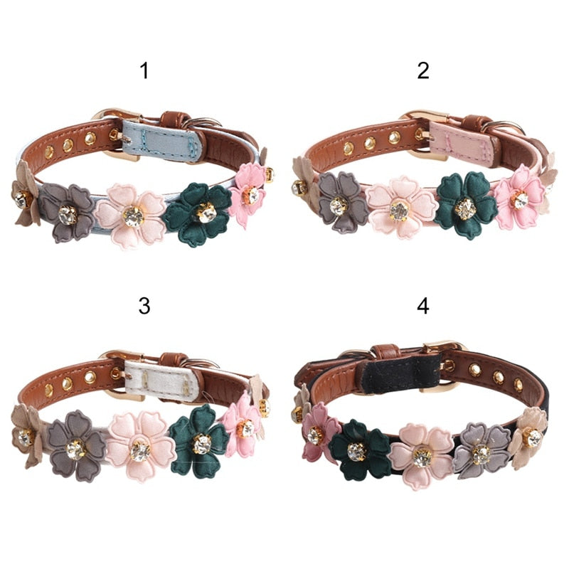 Dog Flower Collar Leather Cute Necklaces